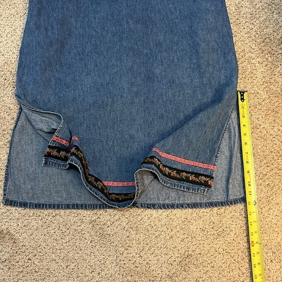 Studio Ease Denim Dress Sleeveless Blue Jean Maxi Ribbon Trim Women’s 16W - Picture 9 of 10